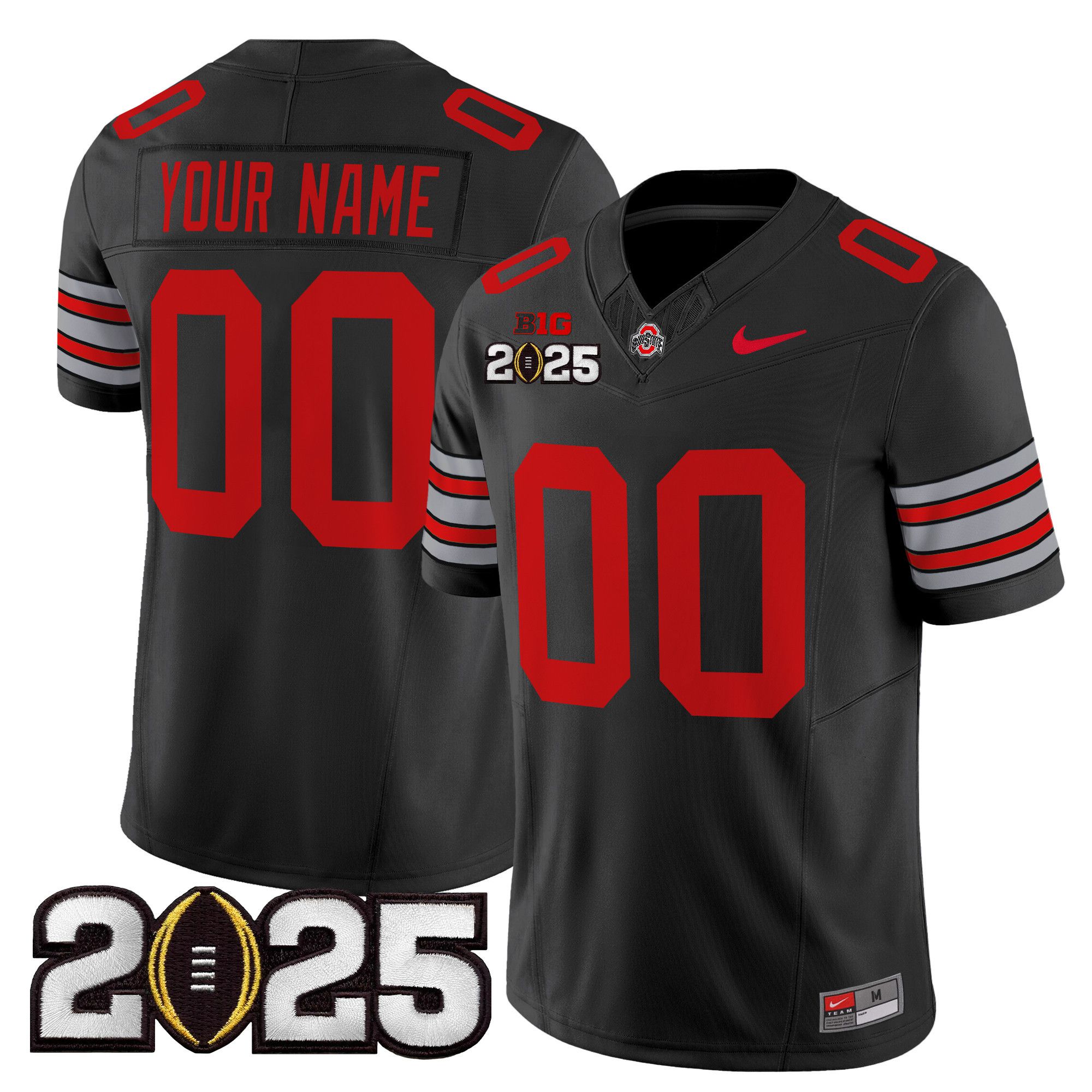Men Ohio State Buckeyes Black 2025 CFP Final Patch Vapor Limited Custom NCAA Jersey->customized ncaa jersey->Custom Jersey